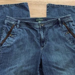 🇺🇸RALPH LAUREN Trouser Jeans with Brown Vegan Suede Pocket Trim